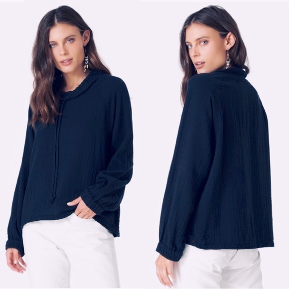 XiRENA Tops Xirena Shay Navy Gauze Top Poshmark